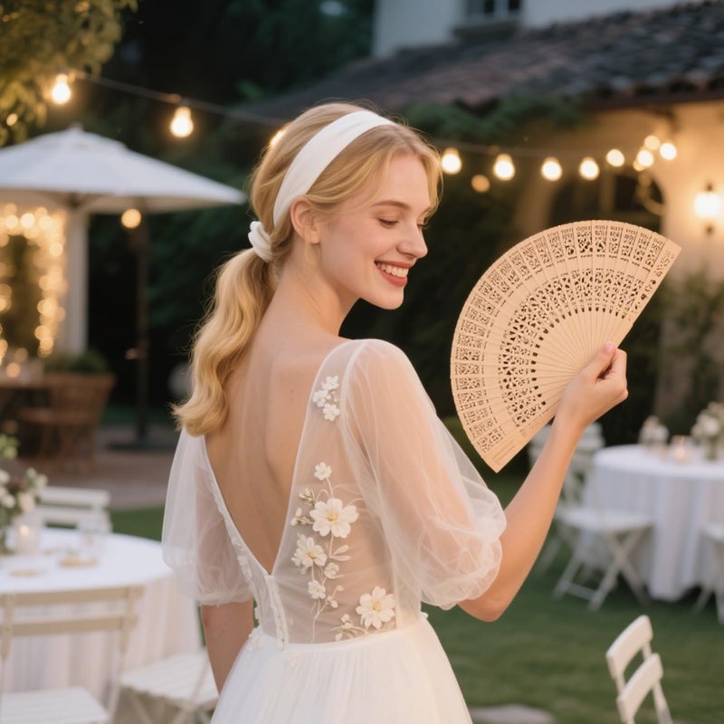 Wobe 60 Pack Sandalwood Fans Wedding Favors, Hand Held Folding Fans Wooden Openwork Personal Handheld Folding Fans for Wedding Party, Home Decorations Birthday Gift - Image 4